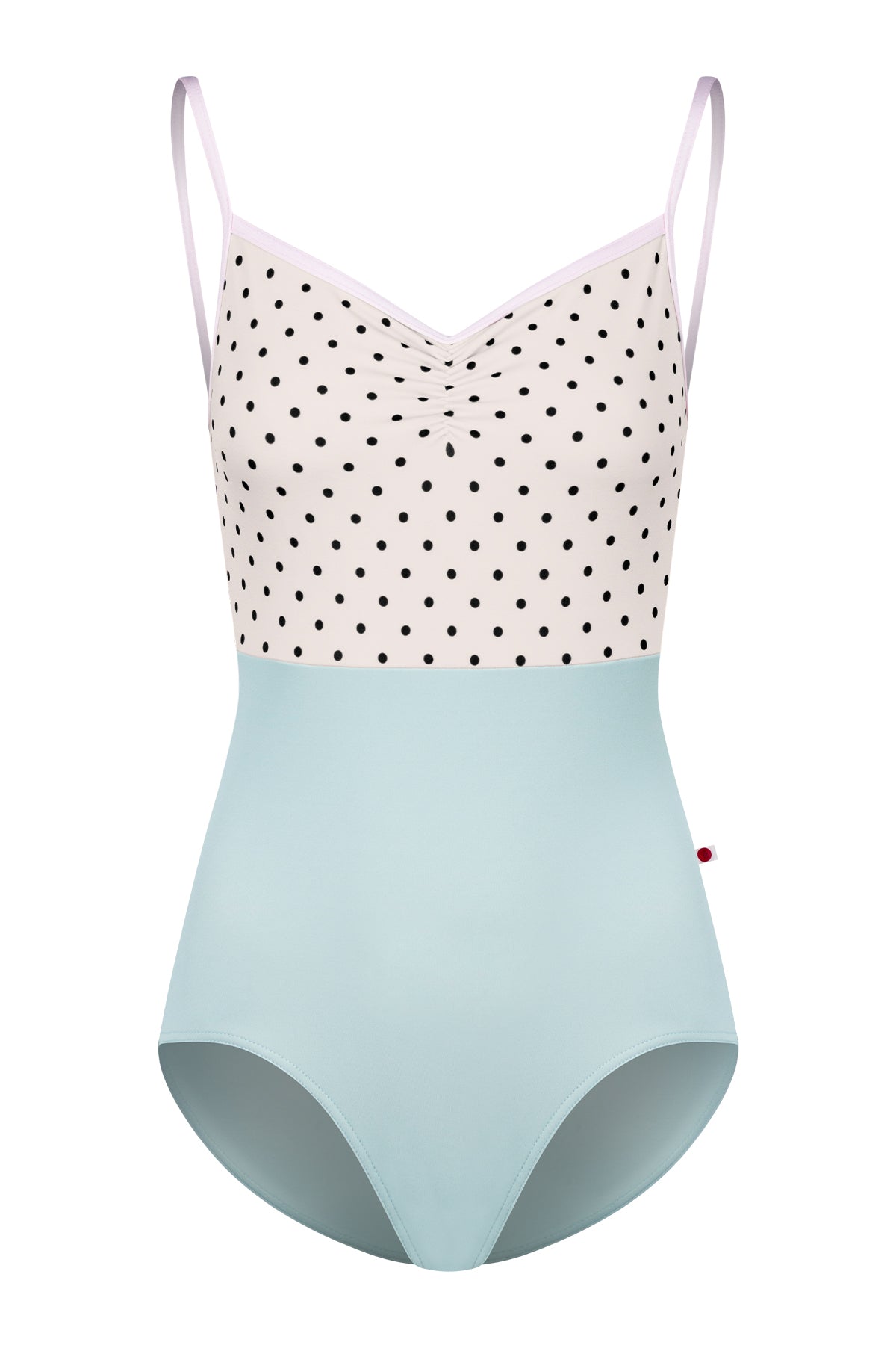 Daniela Duo Pinch leotard in T-Whisper body color with T-Lunares Cream top and N-Rose trim color