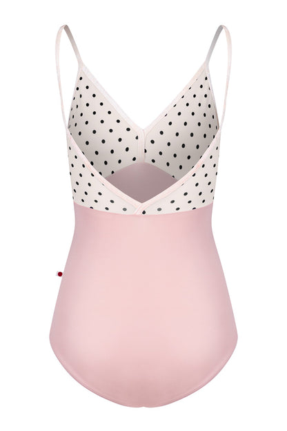 Daria leotard in T-Petal body color with T-Cream Lunares top and CV-Misty Rose trim color