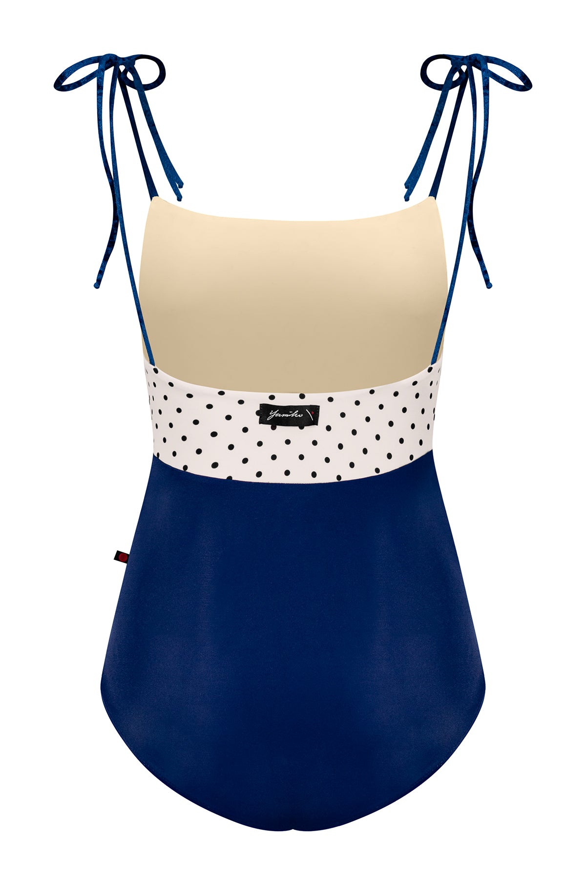 Ines Black Label leotard in T-Cosmo body color with T-Lunares Cream top color and CV-Dark Blue trim color