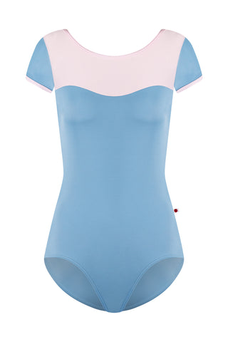 Jane leotard in T-Bluebell body color with Mesh Rose top color and N-Rose trim color 