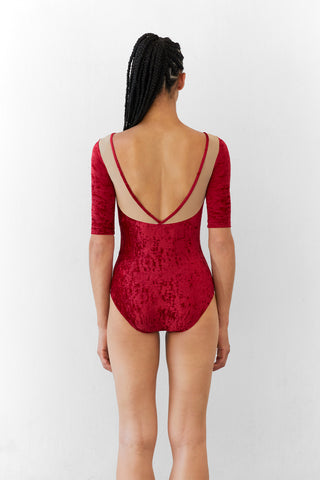 Jane leotard in CV-Dark Red body color with Mesh Dolce top color and CV-Dark Red trim color