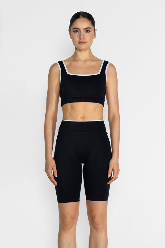 Marieke Bra Top in M-Black main color with T-White trim color