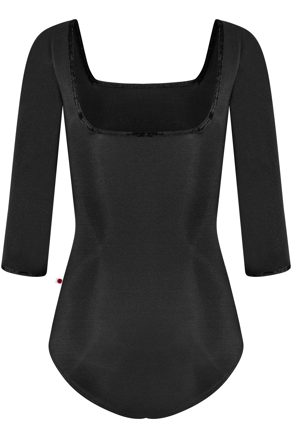 Marieke leotard in N-Black body color with CV-Black trim color and 3Q sleeves