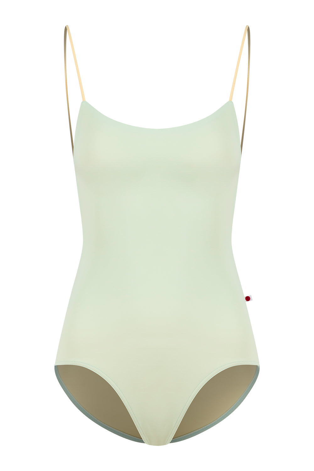 Romy leotard in T-Pistachio body color with T-Vanilla trim & inner lining color