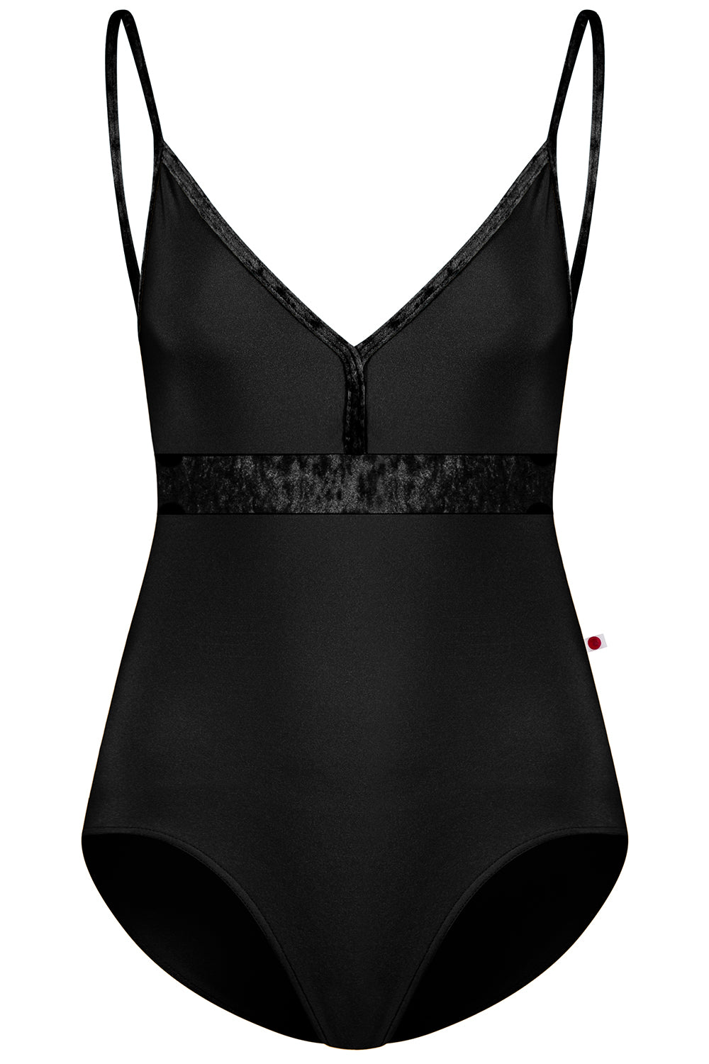 Zoe leotard in N-Black body color with CV-Black trim & middle band color