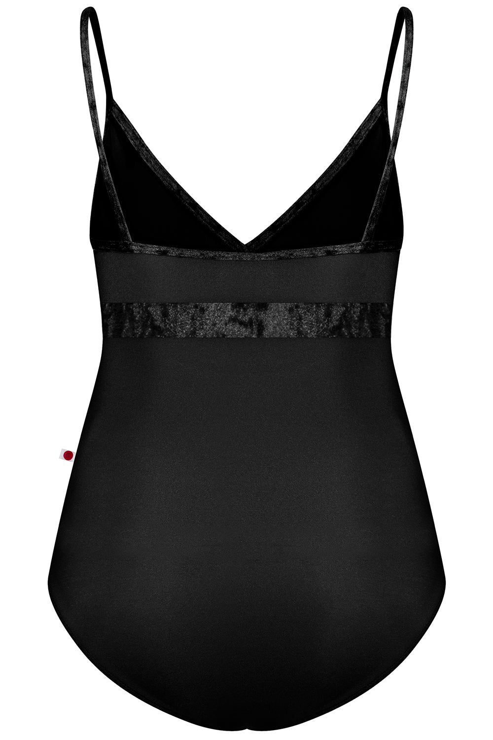 Zoe leotard in N-Black body color with CV-Black trim & middle band color